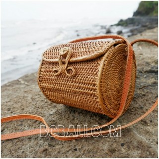 ata grass rattan cylinder design full handmade hand woven bag purses 